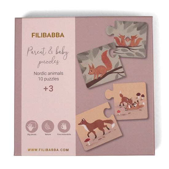 Εκπαιδευτικό Puzzle Parent & Baby Nordic Animals - Filibabba