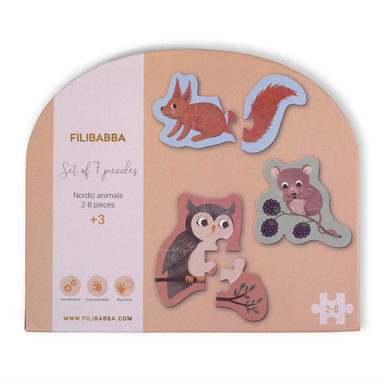 Εκπαιδευτικό Puzzle με 7 Σετ Nordic Animals - Filibabba